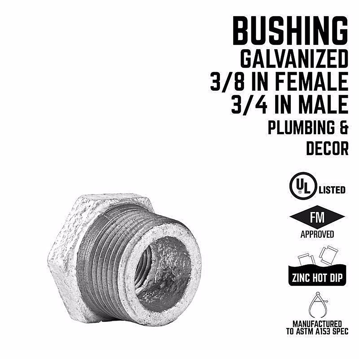 STZ Industries - 311UB-3438 - 3/4 in. MIP each X 3/8 in. D FIP Galvanized Malleable Iron Hex Bushing