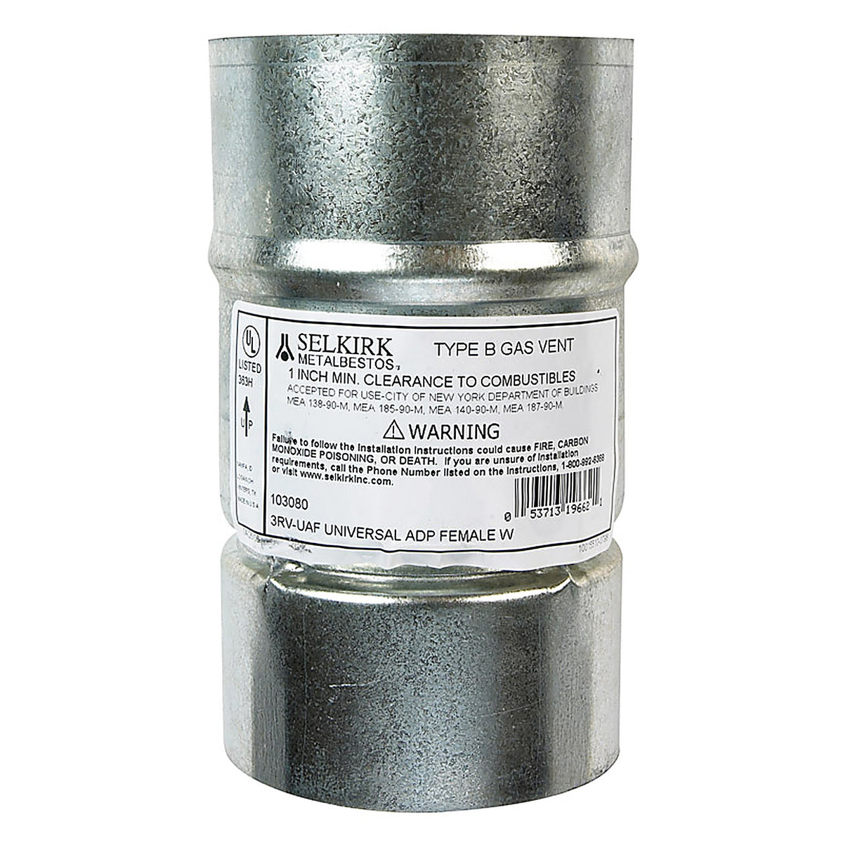 Selkirk - 103080 - Adjustable Stainless Steel Universal Female Adapter