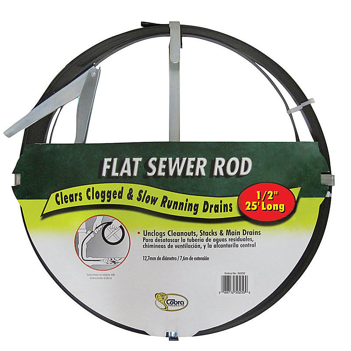 Cobra - 50250 - 25 ft. L Flat Steel Sewer Rod