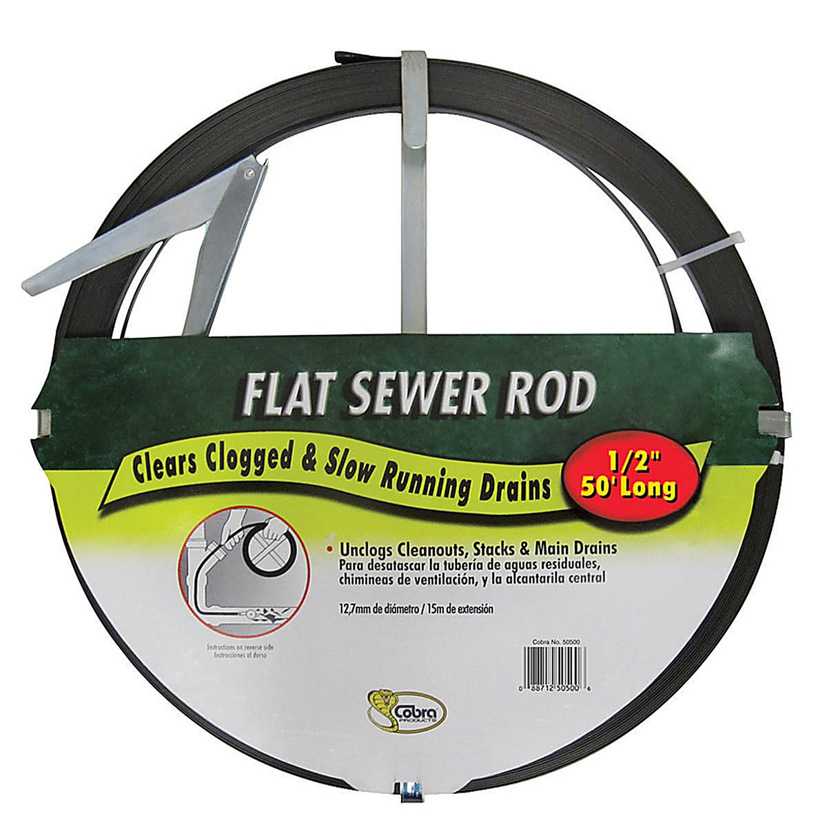 Cobra - 50500 - 50 ft. L Flat Steel Sewer Rod