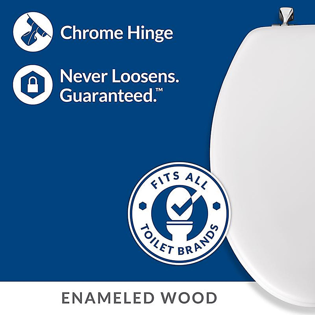 Bemis - 144CP-000 - Mayfair Elongated White Molded Wood Toilet Seat