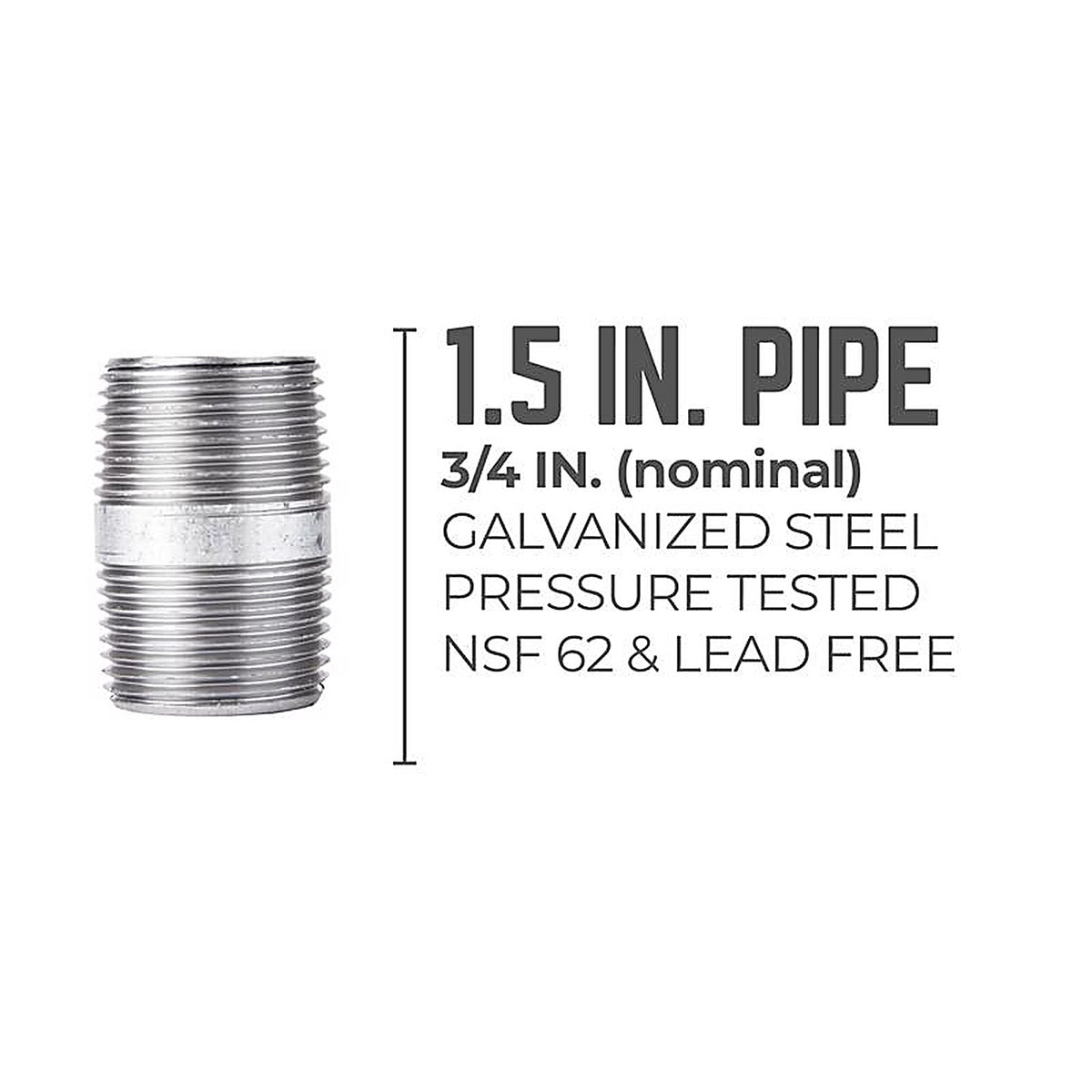STZ Industries - 301UP34X112 - 3/4 in. MIP each X 3/4 in. D MIP Galvanized Steel 1-1/2 in. L Nipple