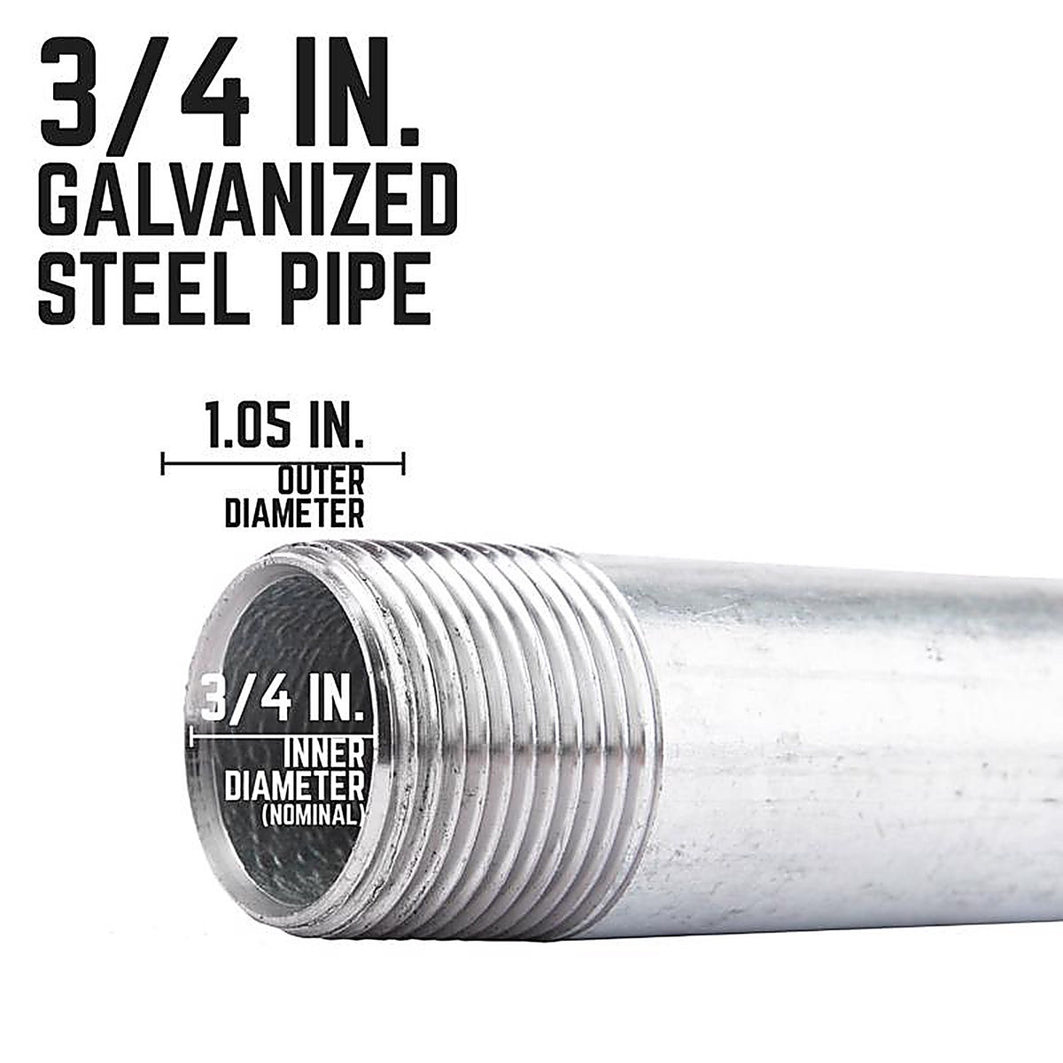 STZ Industries - 301UP34X112 - 3/4 in. MIP each X 3/4 in. D MIP Galvanized Steel 1-1/2 in. L Nipple