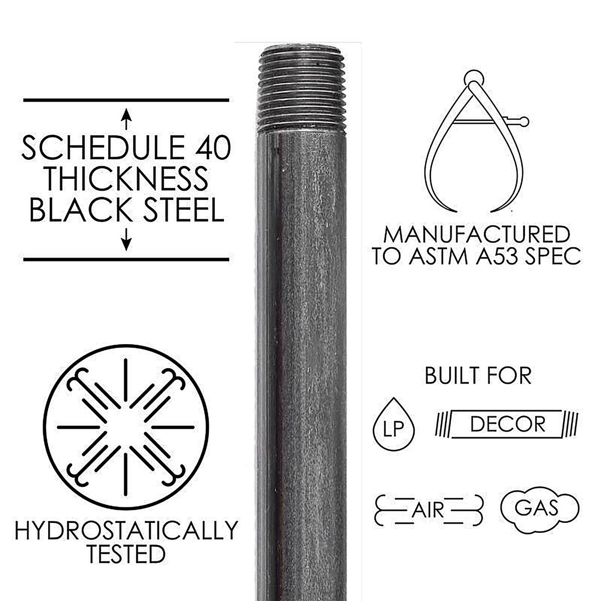 STZ Industries - 302U34X10 - 3/4 in. MIP each X 3/4 in. D MIP Black Steel 10 in. L Nipple