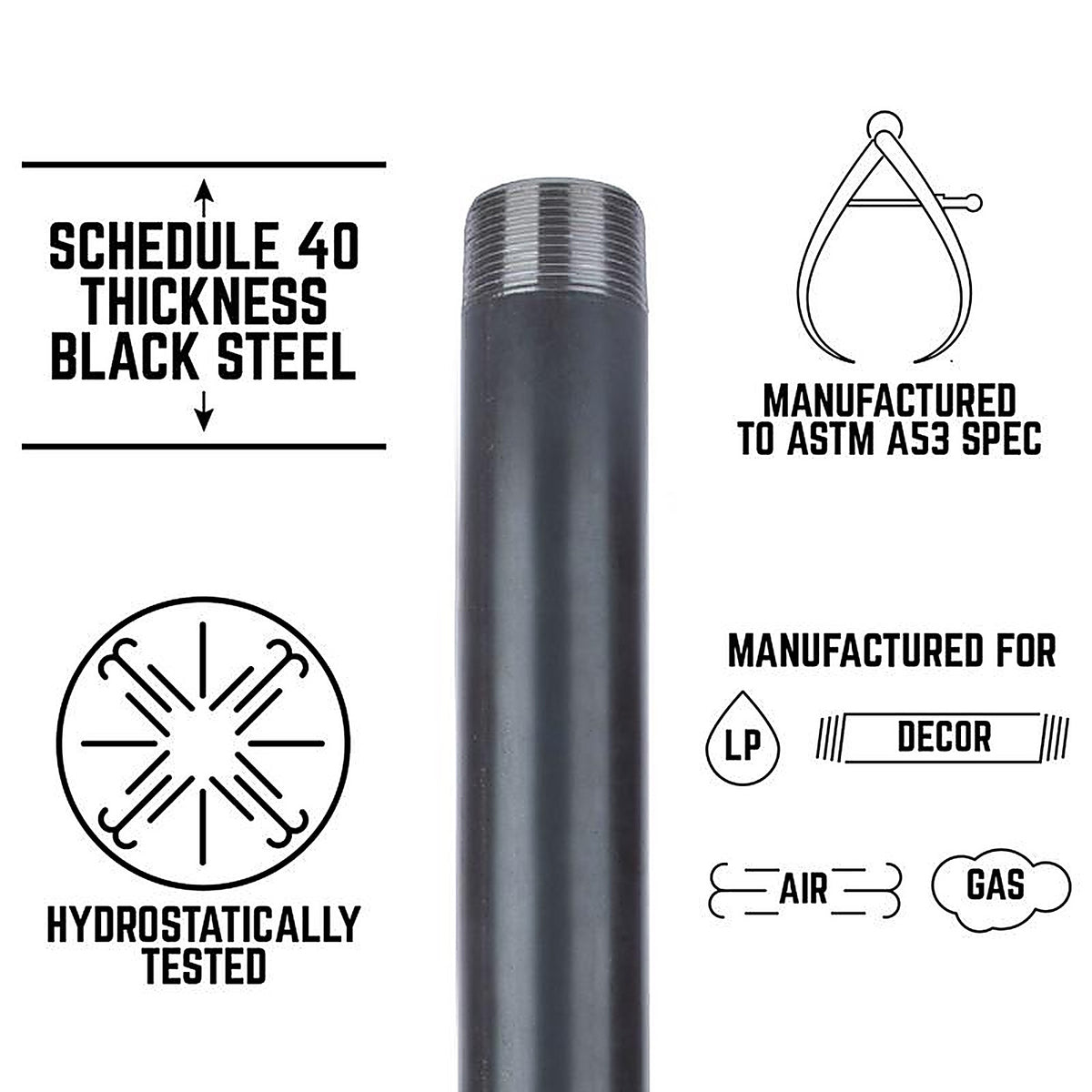STZ Industries - 300U114X2 - 1-1/4 in. MIP each X 1-1/4 in. D MIP Black Steel 2 in. L Nipple