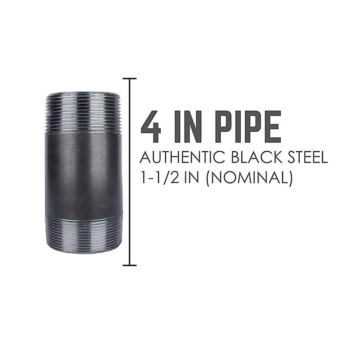 STZ Industries - 300U112X4 - 1-1/2 in. MIP each X 1-1/2 in. D MIP Black Steel 4 in. L Nipple