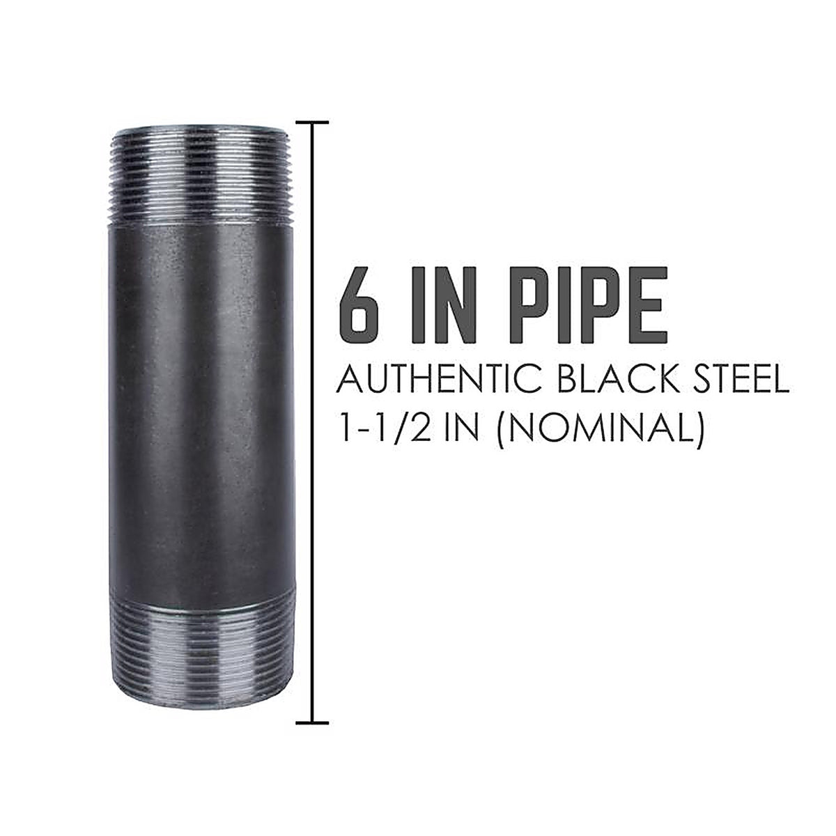 STZ Industries - 300U112X6 - 1-1/2 in. MIP each X 1-1/2 in. D MIP Black Steel 6 in. L Nipple