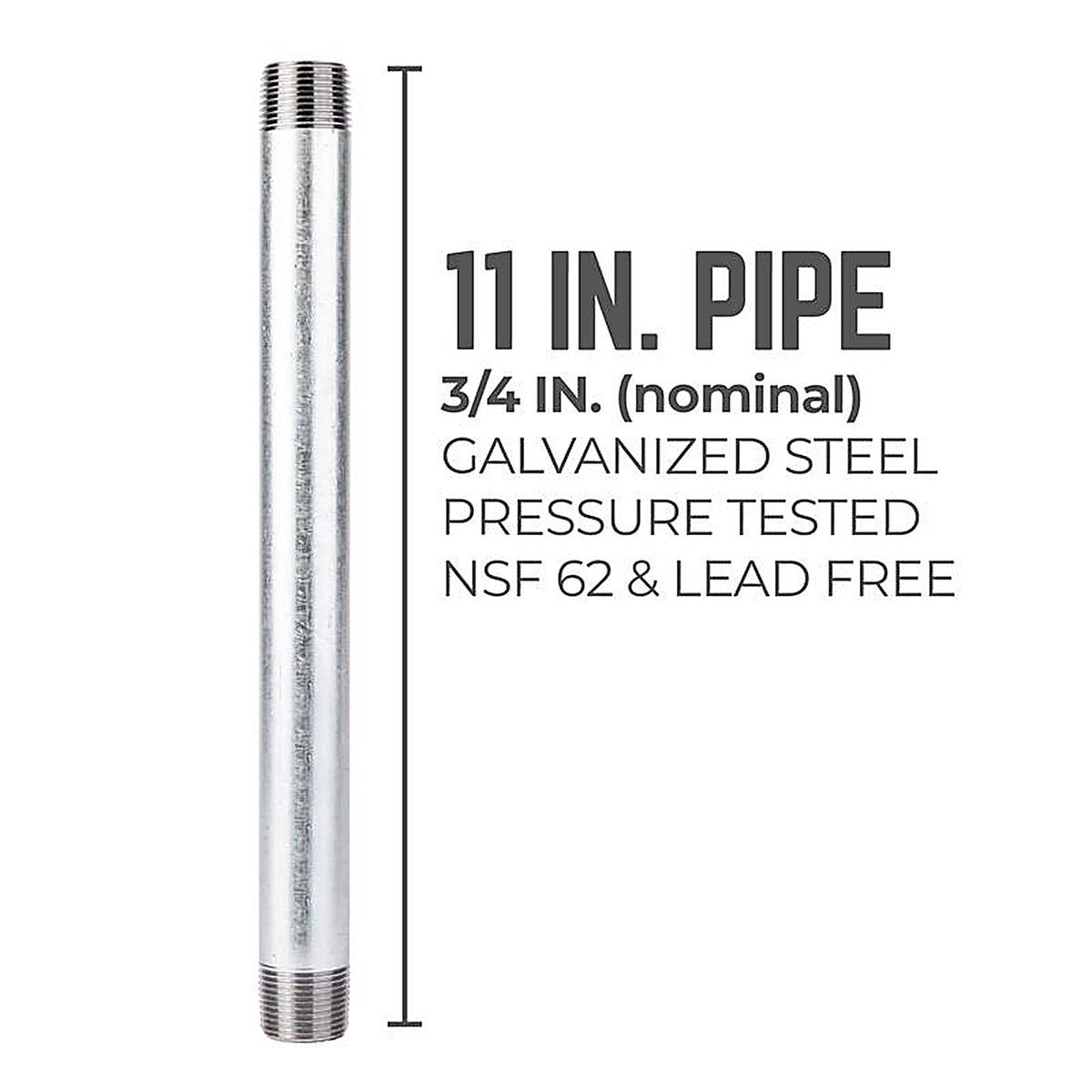 STZ Industries - 303U34X11 - 3/4 in. MIP each X 3/4 in. D MIP in. Galvanized Steel 11 in. L Nipple