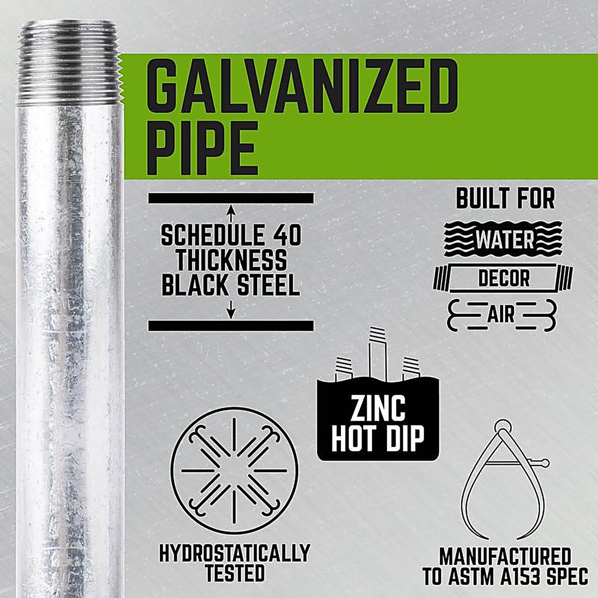 Mueller - 560-035AH - 1/8 in. MPT x 1/8 in. Dia. x 3-1/2 in. L MPT Galvanized Steel Nipple