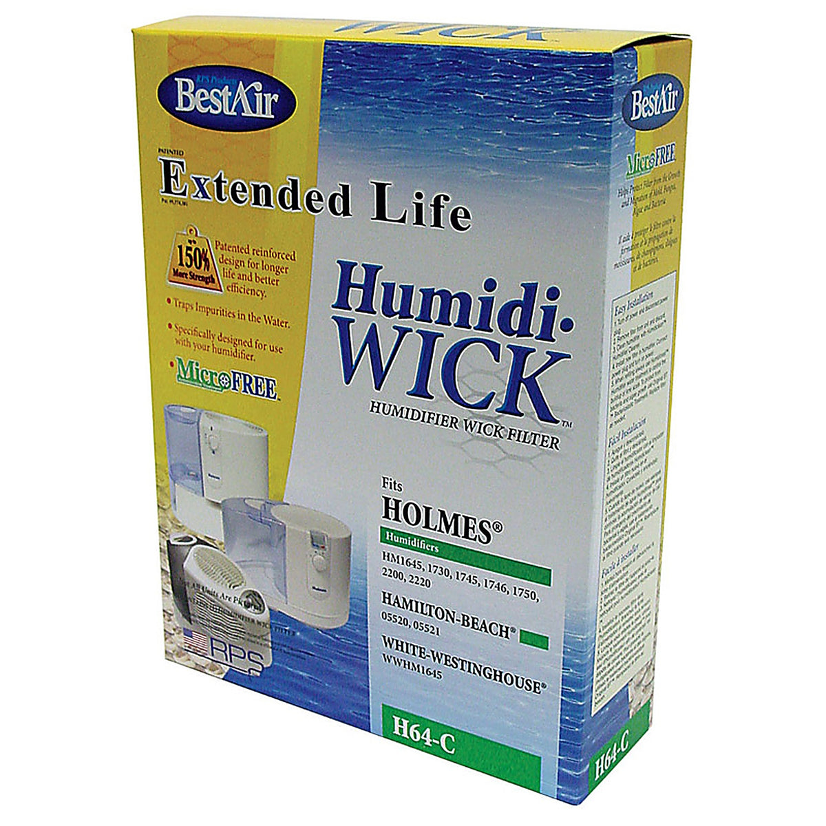 BestAir - H64-PDQ-4 - Humidifier Wick 1 pk For Fits for Bionaire model BCM1745 BWF-64