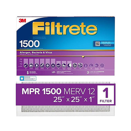 3M - 2015DC-4 - Filtrete 25 in. W X 25 in. H X 1 in. D 12 MERV Pleated Air Filter 1 pk