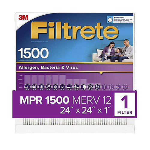 3M - 2012DC-4 - Filtrete 24 in. W X 24 in. H X 1 in. D 12 MERV Pleated Ultra Allergen Filter 1 pk