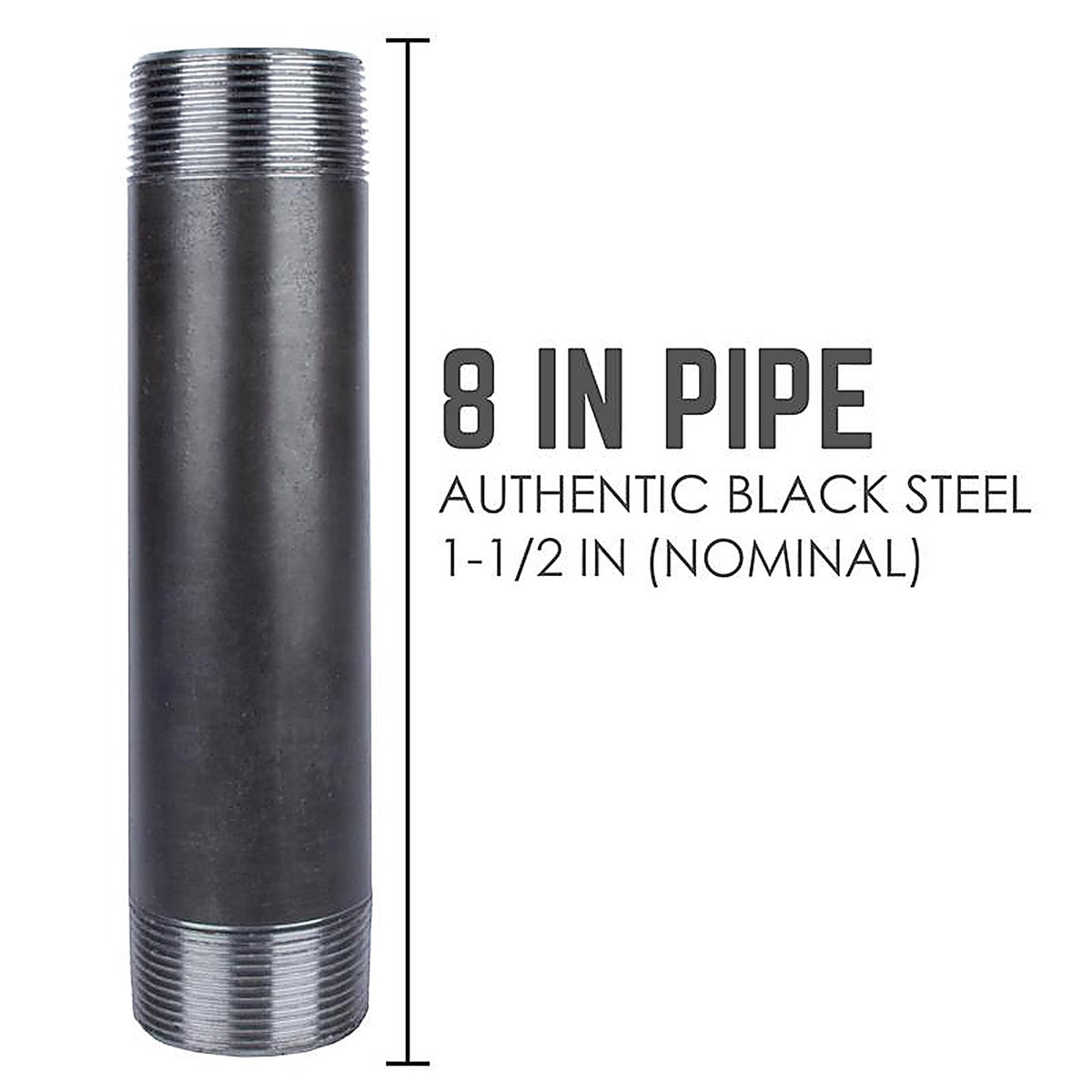 Mueller - 587-080AH - 1-1/2 in. MPT x 8 in. L Black Steel Nipple