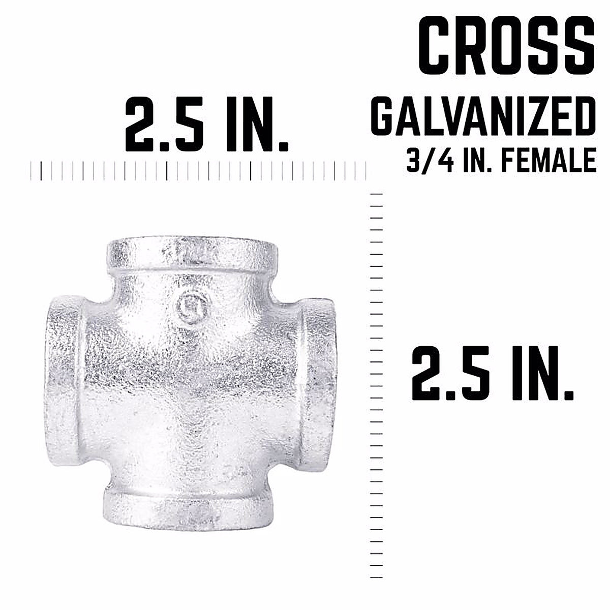 STZ Industries - 311UCR-34 - 3/4 in. FIP each X 3/4 in. D FIP Galvanized Malleable Iron Cross