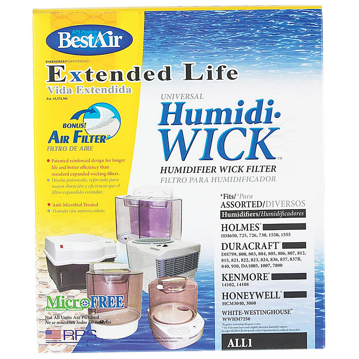 BestAir - ALL-1-PDQ-5 - Humidifier Wick 1 pk For Holmes, Duracraft, Honeywell, Sears/Kenmore