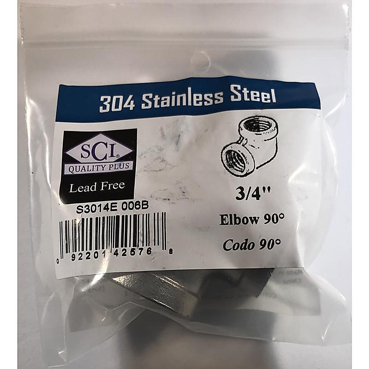 Smith-Cooper - 4638100440 - 3/4 in. FPT x 3/4 in. Dia. FPT Stainless Steel 90 Degree Elbow
