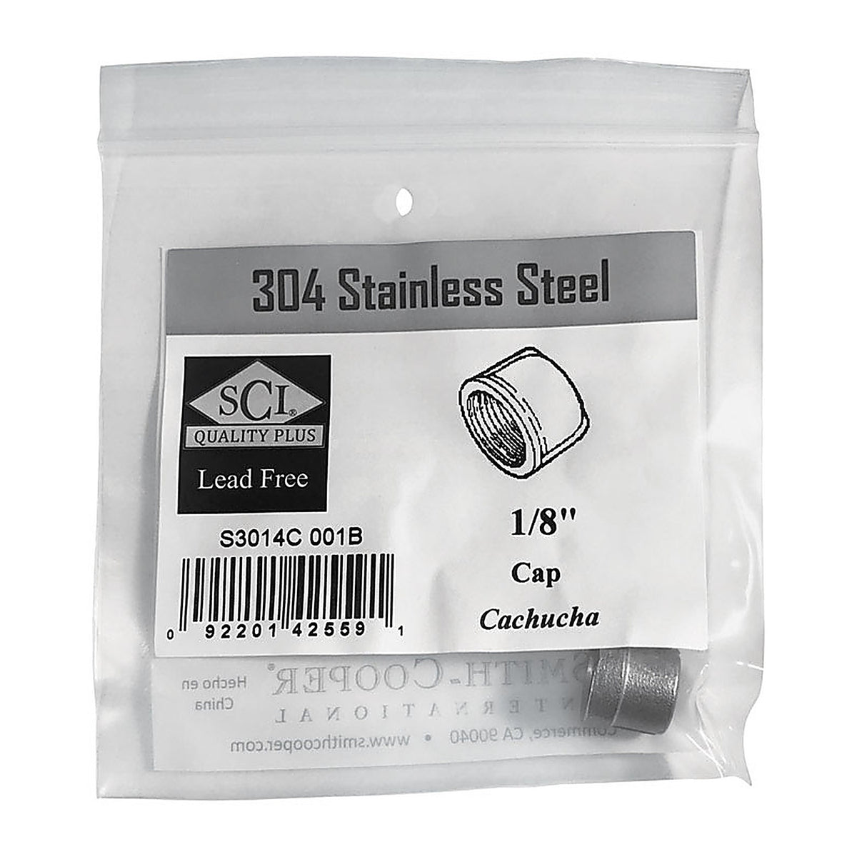 Smith-Cooper - 4638100000 - 1/8 in. FPT x 1/8 in. Dia. x 0.53 in. L FPT Stainless Steel Cap
