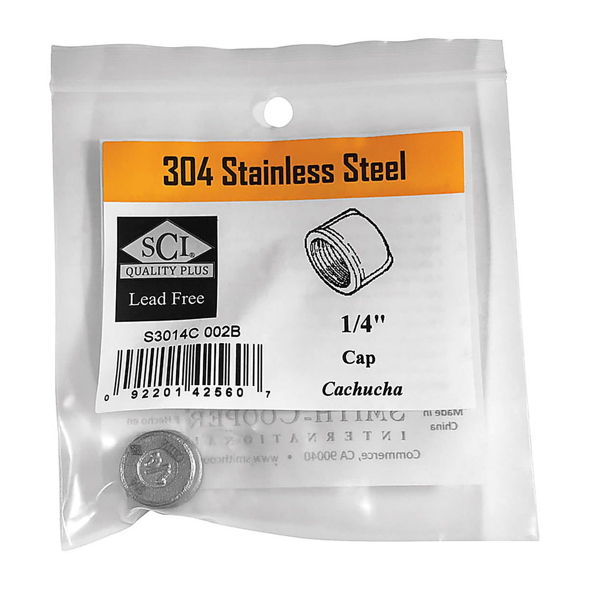 Smith-Cooper - 4638100010 - 1/4 in. FPT x 1/4 in. Dia. FPT Stainless Steel Cap