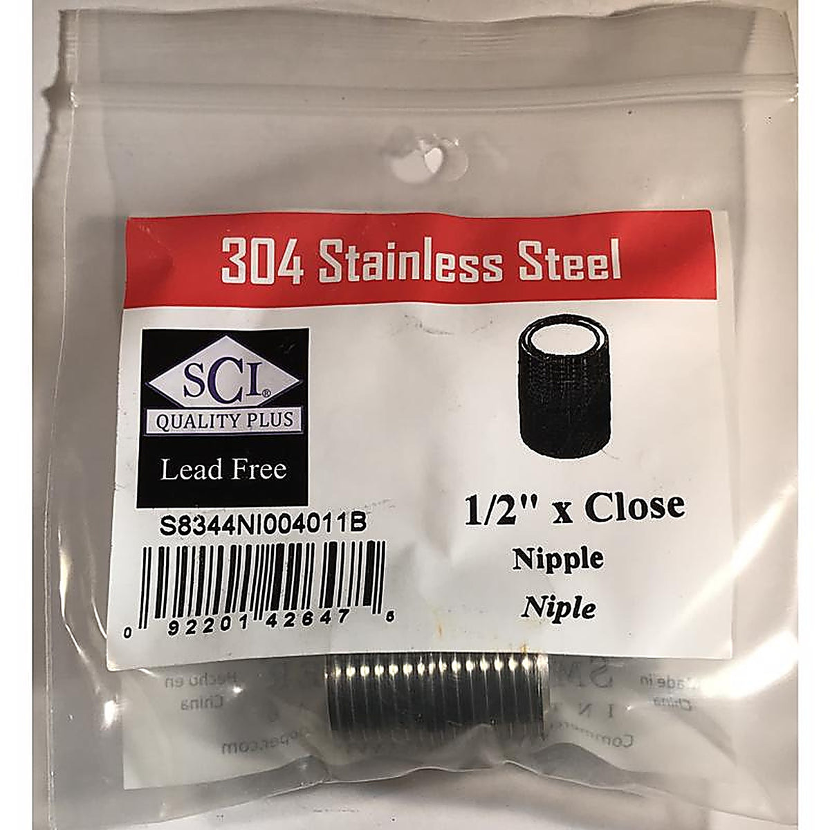 Smith-Cooper - 4632101000 - 1/2 in. MPT Stainless Steel Close Nipple