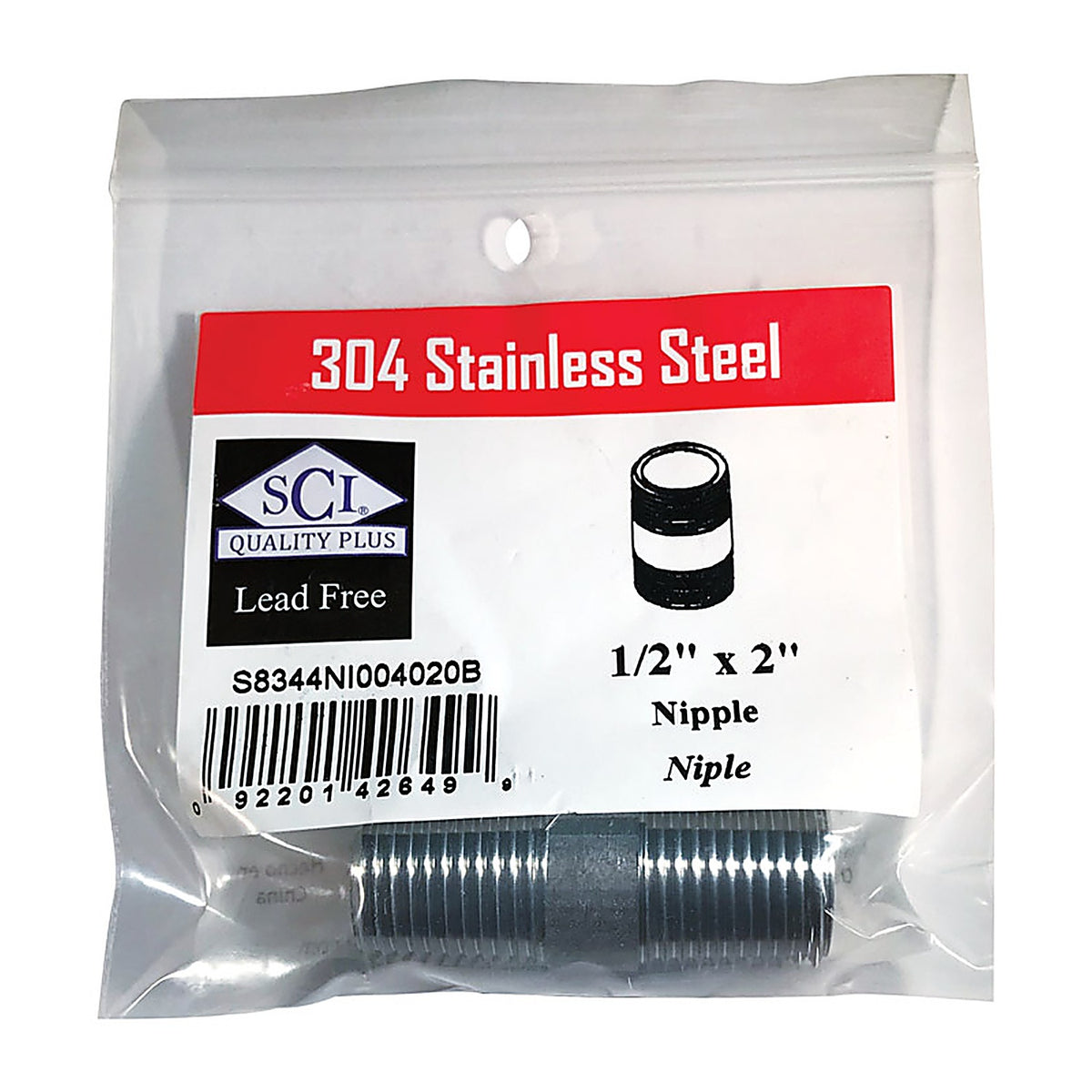 Smith-Cooper - 4632101020 - 1/2 in. MPT x 2 in. L Stainless Steel Nipple