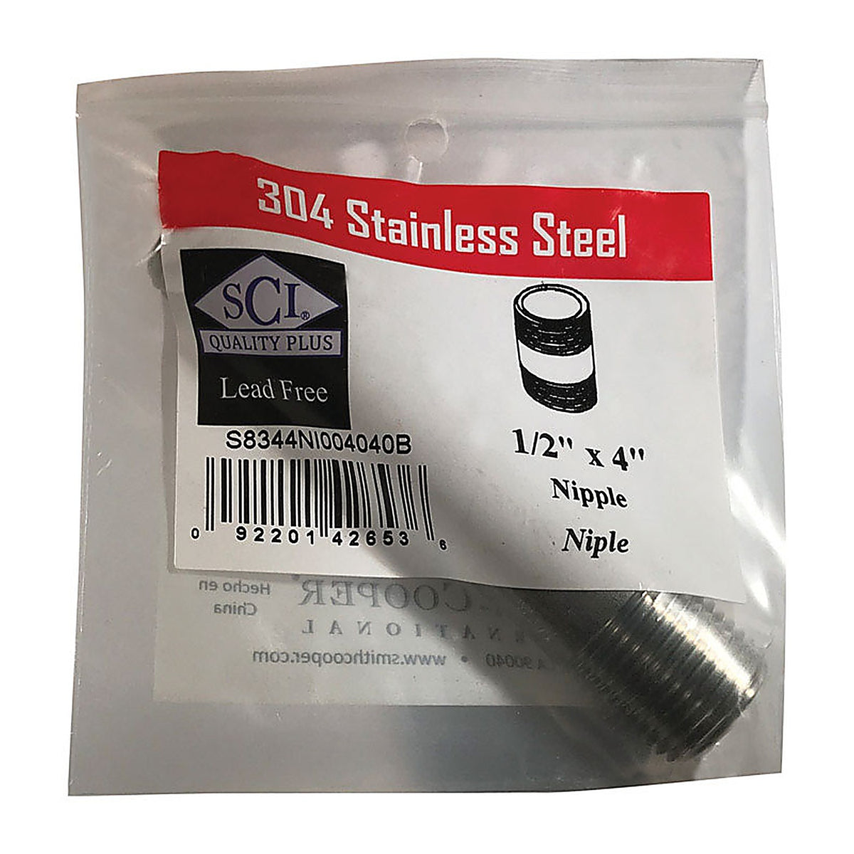Smith-Cooper - 4632101060 - 1/2 in. MPT x 4 in. L Stainless Steel Nipple
