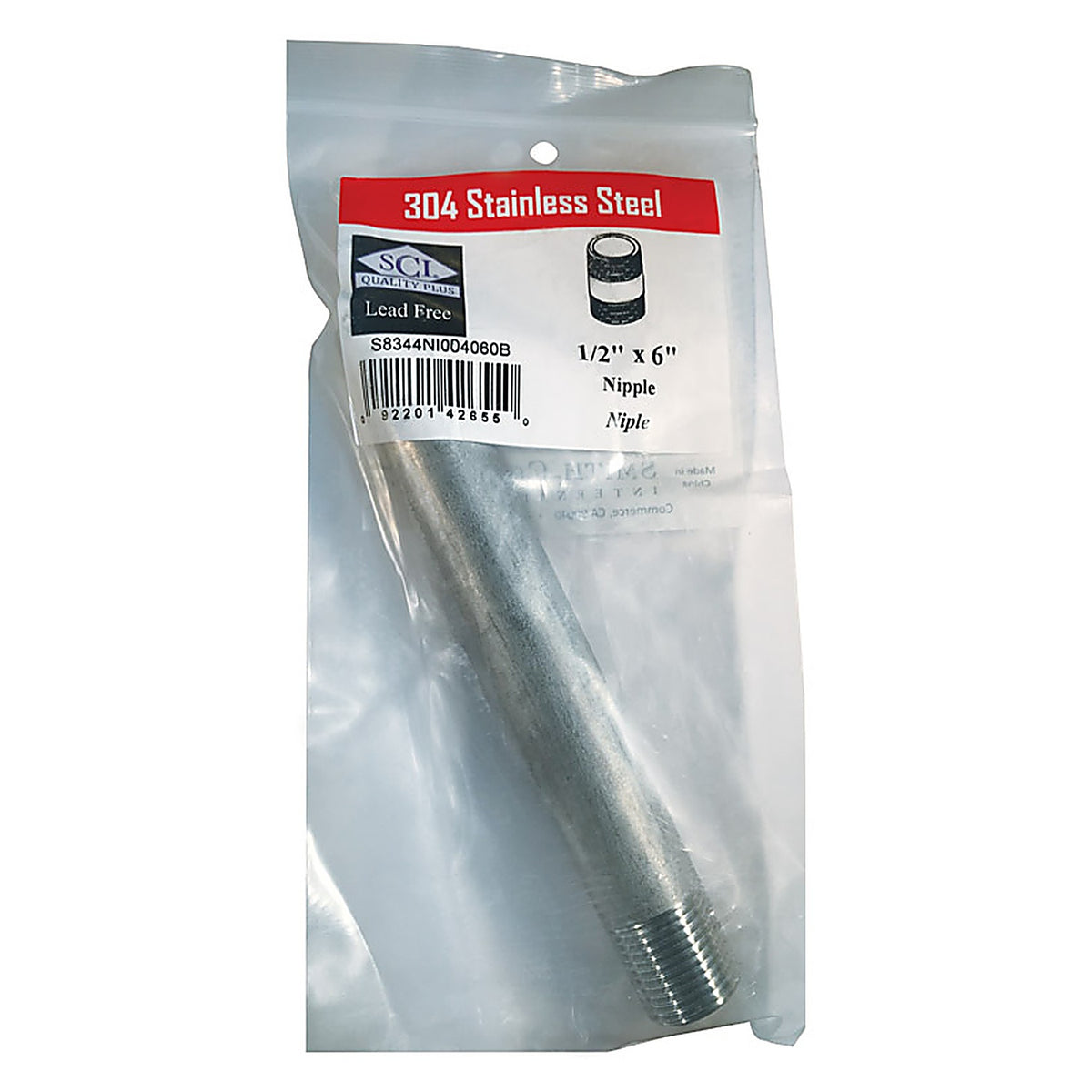 Smith-Cooper - 4632101100 - 1/2 in. MPT x 6 in. L Stainless Steel Nipple