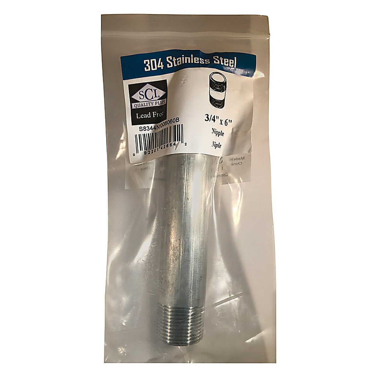 Smith-Cooper - 4632101500 - 3/4 in. MPT x 6 in. L Stainless Steel Nipple