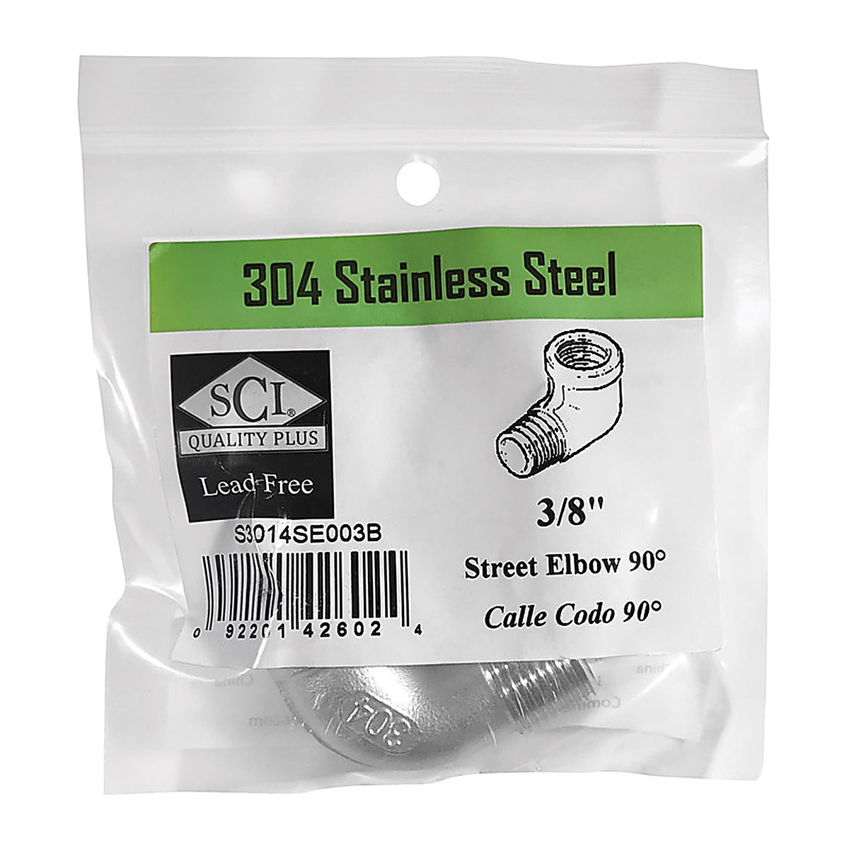 Smith-Cooper - 4638102020 - 3/8 in. FPT x 3/8 in. Dia. MPT Stainless Steel Street Elbow