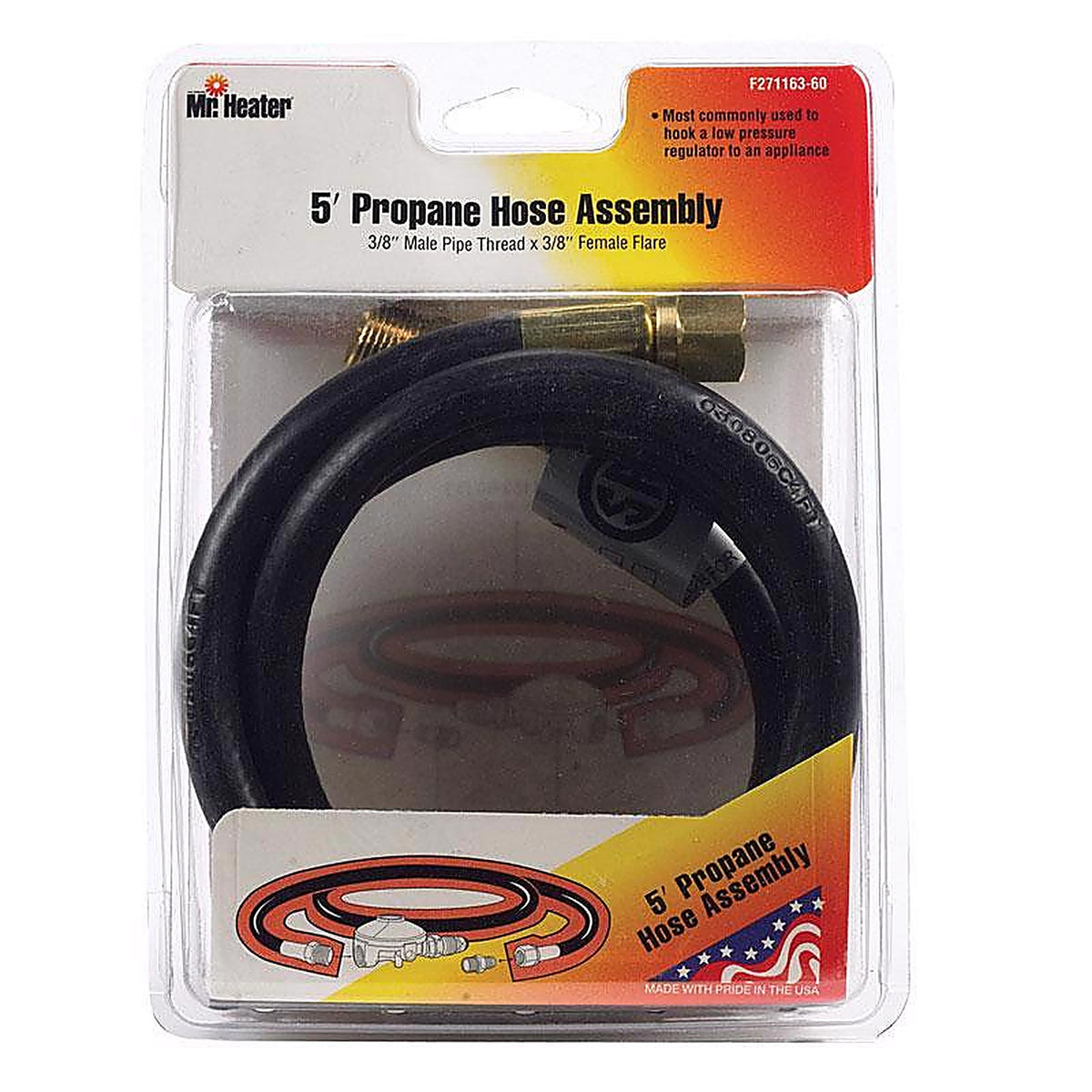 Mr. Heater - F271163-60 - 3/8 in. Dia. x 3/8 in. Dia. x 5 foot ft. L Brass/Plastic Male Pipe Thread x Female Flare