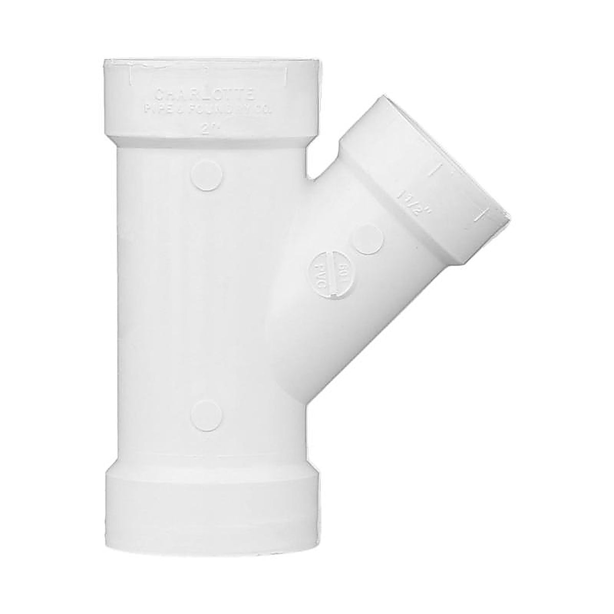 Charlotte Pipe - PVC006011000 - Schedule 40 1-1/2 in. Hub x 2 in. Dia. Hub PVC Reducing Wye