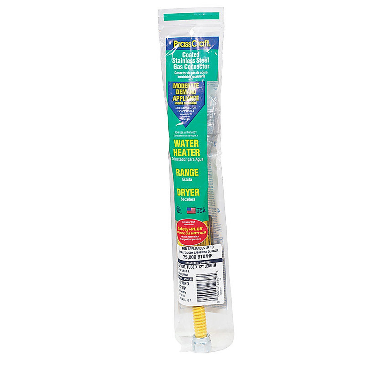 Brasscraft - CSSD45R-12P - ProCoat 1/2 MIP x 3/4 Dia. x 12 in. L FIP Stainless Steel Gas Connector