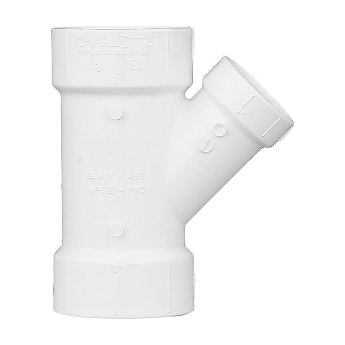 Charlotte Pipe - PVC06011400 - Schedule 40 3 in. Hub x 3 in. Dia. Hub PVC Reducing Wye