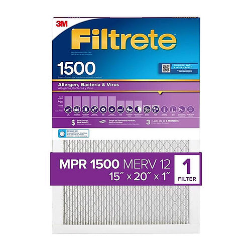 3M - 2006DC-4 - Filtrete 15 in. W X 20 in. H X 1 in. D 12 MERV Pleated Air Filter 1 pk