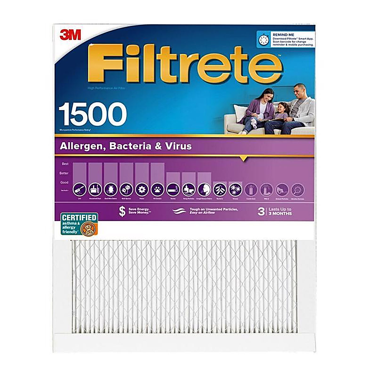 3M - 2006DC-4 - Filtrete 15 in. W X 20 in. H X 1 in. D 12 MERV Pleated Air Filter 1 pk