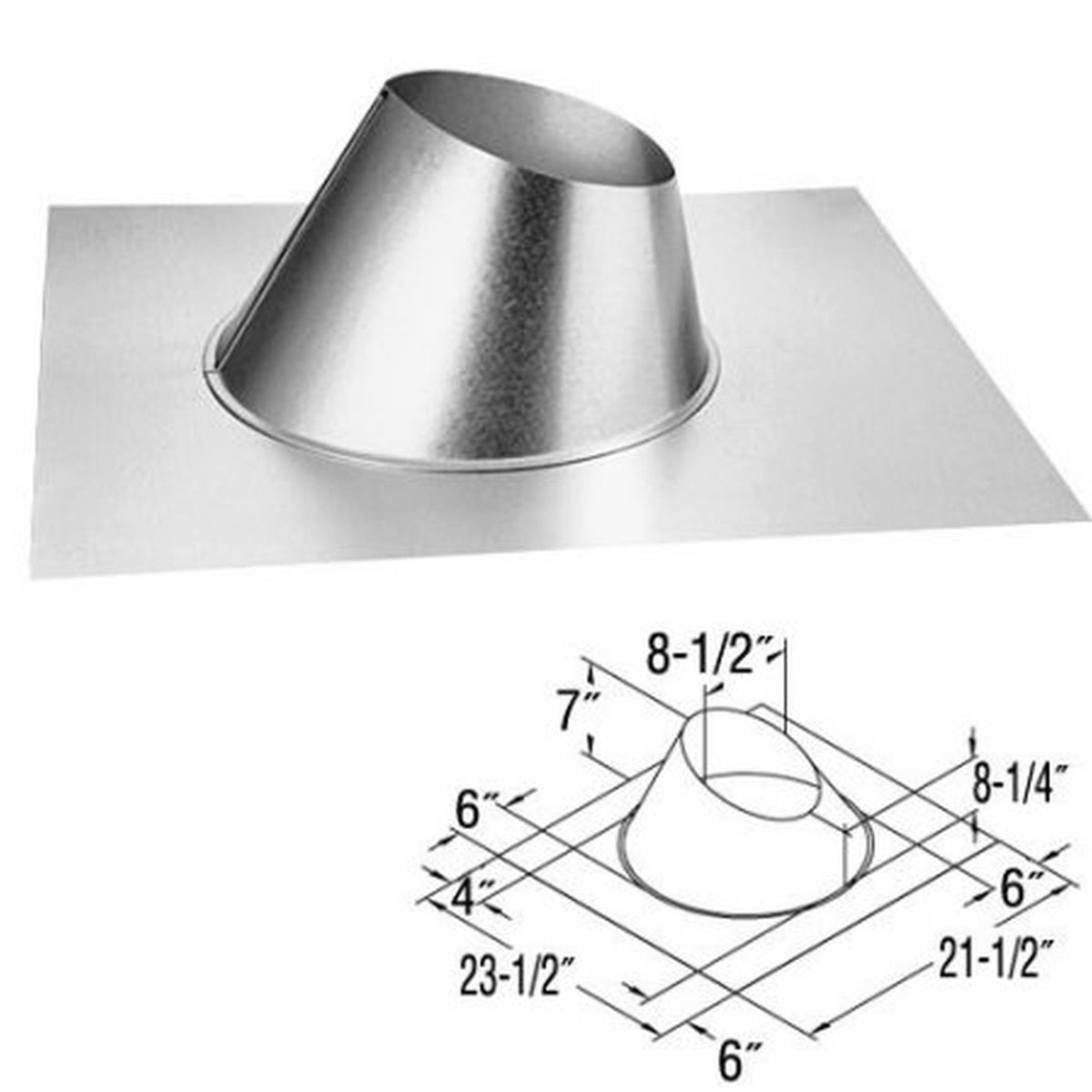 DuraVent - 46DVA-F6 - DirectVent 6 in. Dia. Galvanized Steel Adjustable Fireplace Roof Flashing
