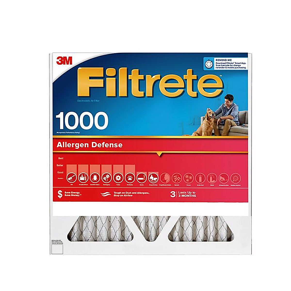 3M - 9817-4 - Filtrete 18 in. W X 18 in. H X 1 in. D 11 MERV Pleated Air Filter 1 pk