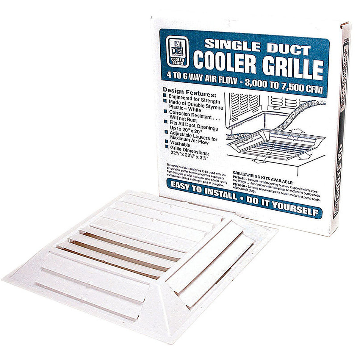 Dial - 7637 - 3-1/2 in. H x 22 in. W 6-Way White Plastic Air Diffuser Grille