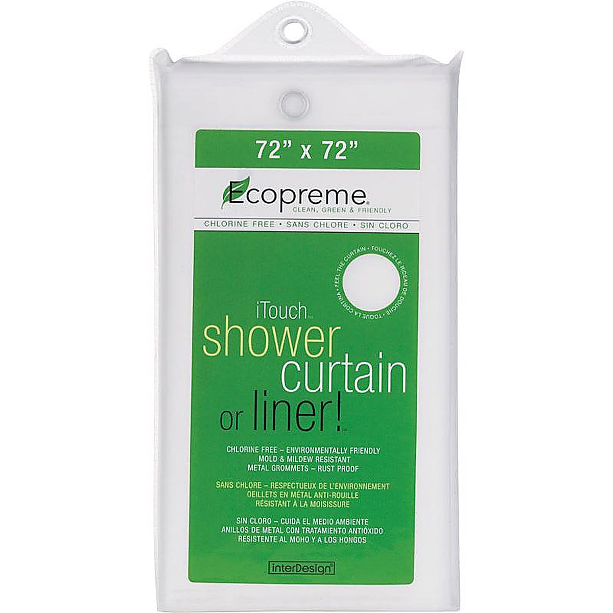 InterDesign - 14752 - 72 in. H x 72 in. W Frost Solid Shower Curtain Liner Vinyl