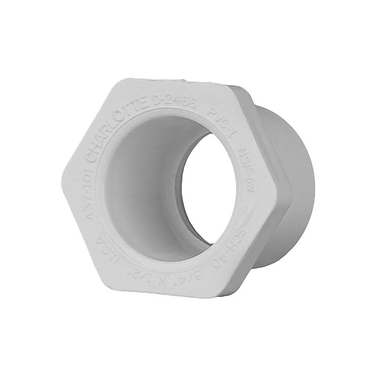 Charlotte Pipe - PVC021070600 - Schedule 40 3/4 in. Spigot x 1/2 in. Dia. Slip PVC Reducing Bushing