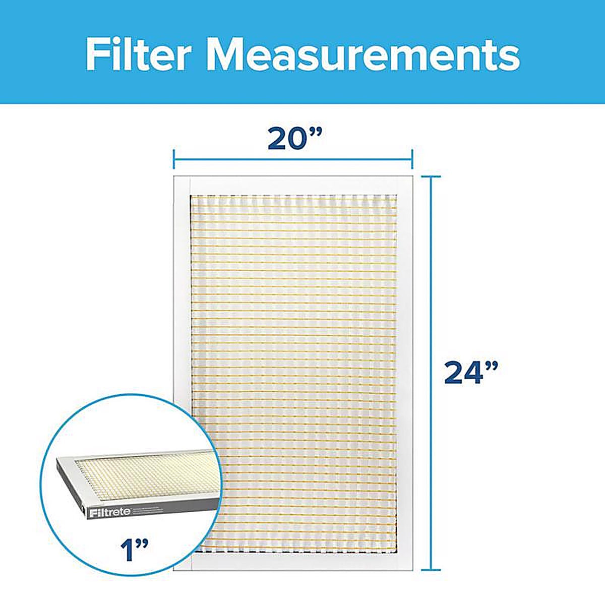 3M - 326-4 - Filtrete 20 in. W X 24 in. H X 1 in. D 5 MERV Pleated Filter Dust 1 pk