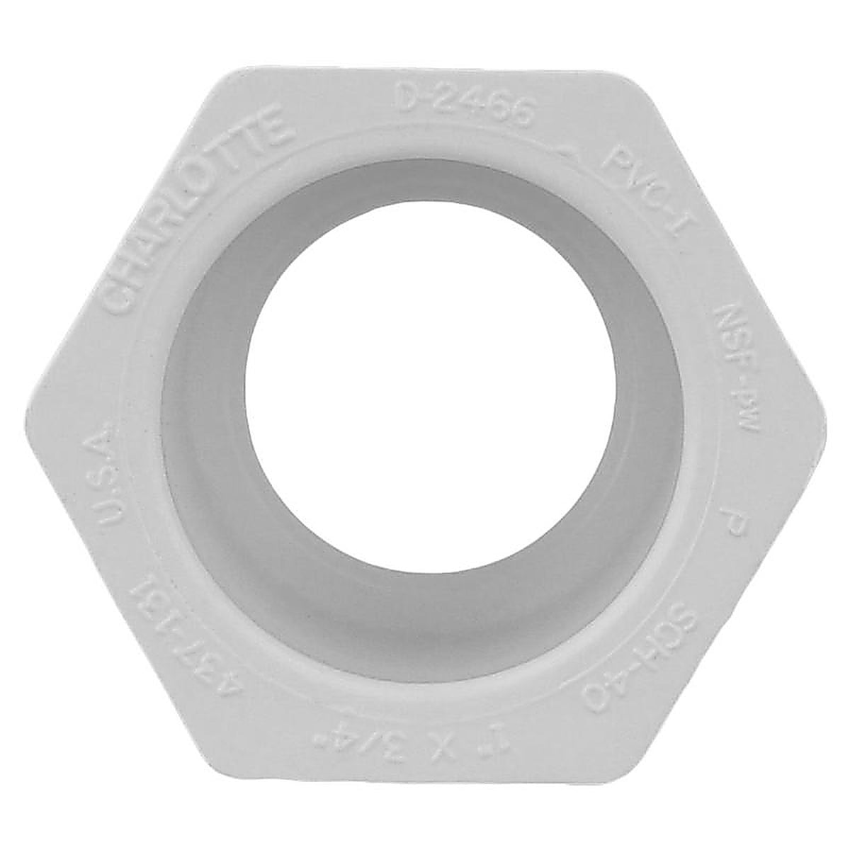 Charlotte Pipe - PVC021070800 - Schedule 40 1 in. Slip x 3/4 in. Dia. Slip PVC Reducing Bushing
