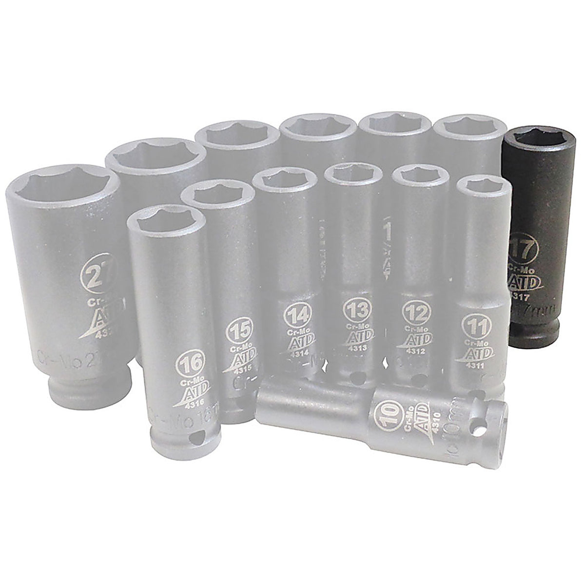 ATD Tools - 4317 - 1/2 Inch Drive 6-Point Deep Metric Impact Socket - 17 mm