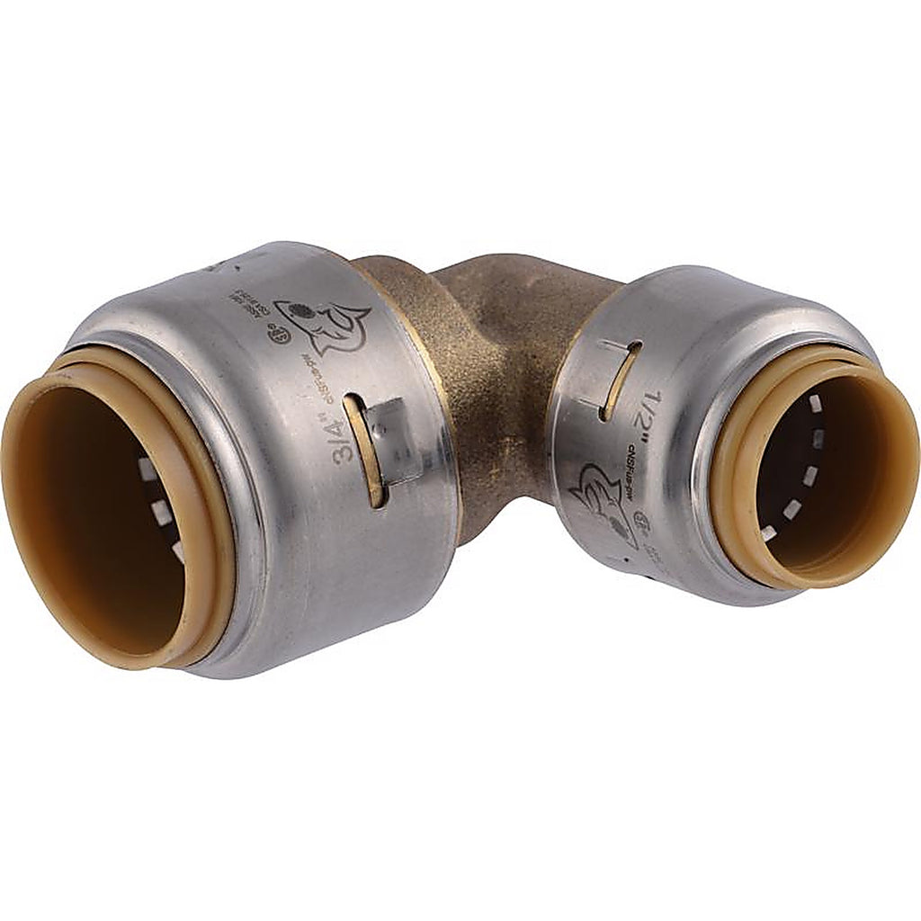 SharkBite - U274LFA - 3/4 in. Push x 1/2 in. Dia. Push Brass Reducing Elbow