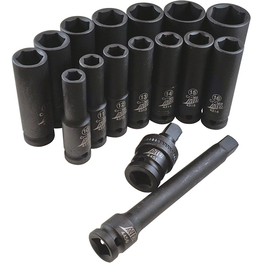 ATD - 4350 - Deep Metric Impact Socket Set, 16 pc.