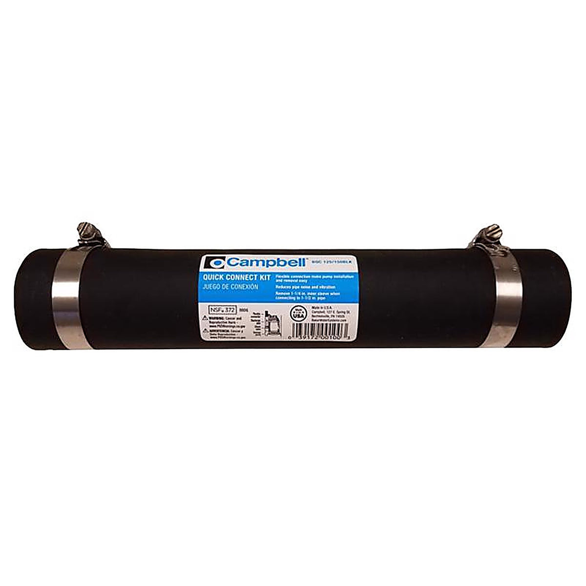 Campbell - BQC 125/150BLK - 1-1/4 in. D X 1-1/2 in. D Rubber Straight Boot Sump Pump Sleeve