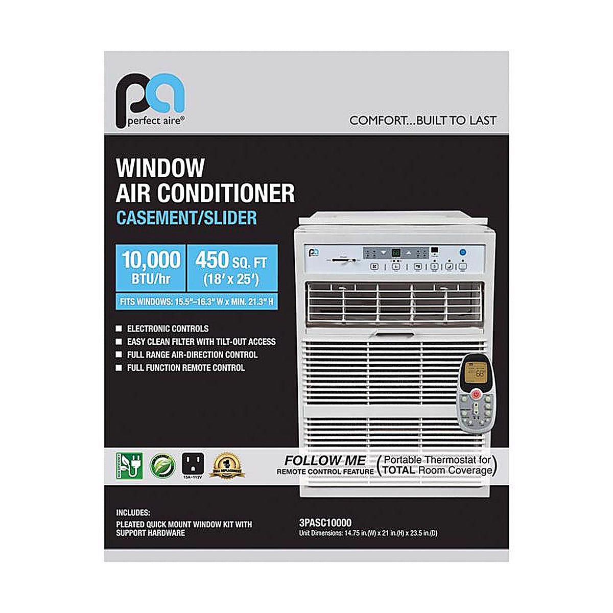 Perfect Aire - 3PASC10000 - 10000 BTU Casement Air Conditioner w/Remote