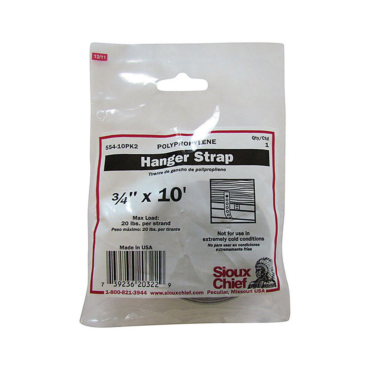 Sioux Chief - 554-10PK2 - 3/4 in. 10 Gray Polypropylene Pipe Hanger Strap