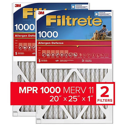 3M - 9803-2PK-HDW - Filtrete 20 in. W x 25 in. H x 1 in. D 11 MERV Pleated Air Filter