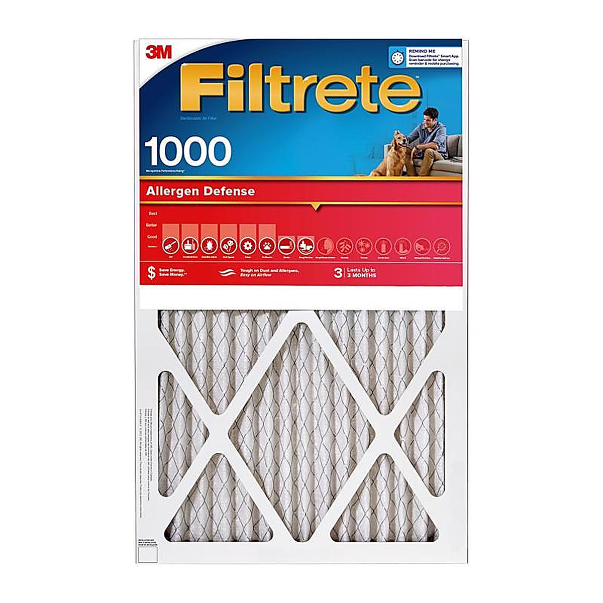 3M - 9805-2PK-HDW - Filtrete 14 in. W X 20 in. H X 1 in. D 11 MERV Pleated Air Filter 2 pk