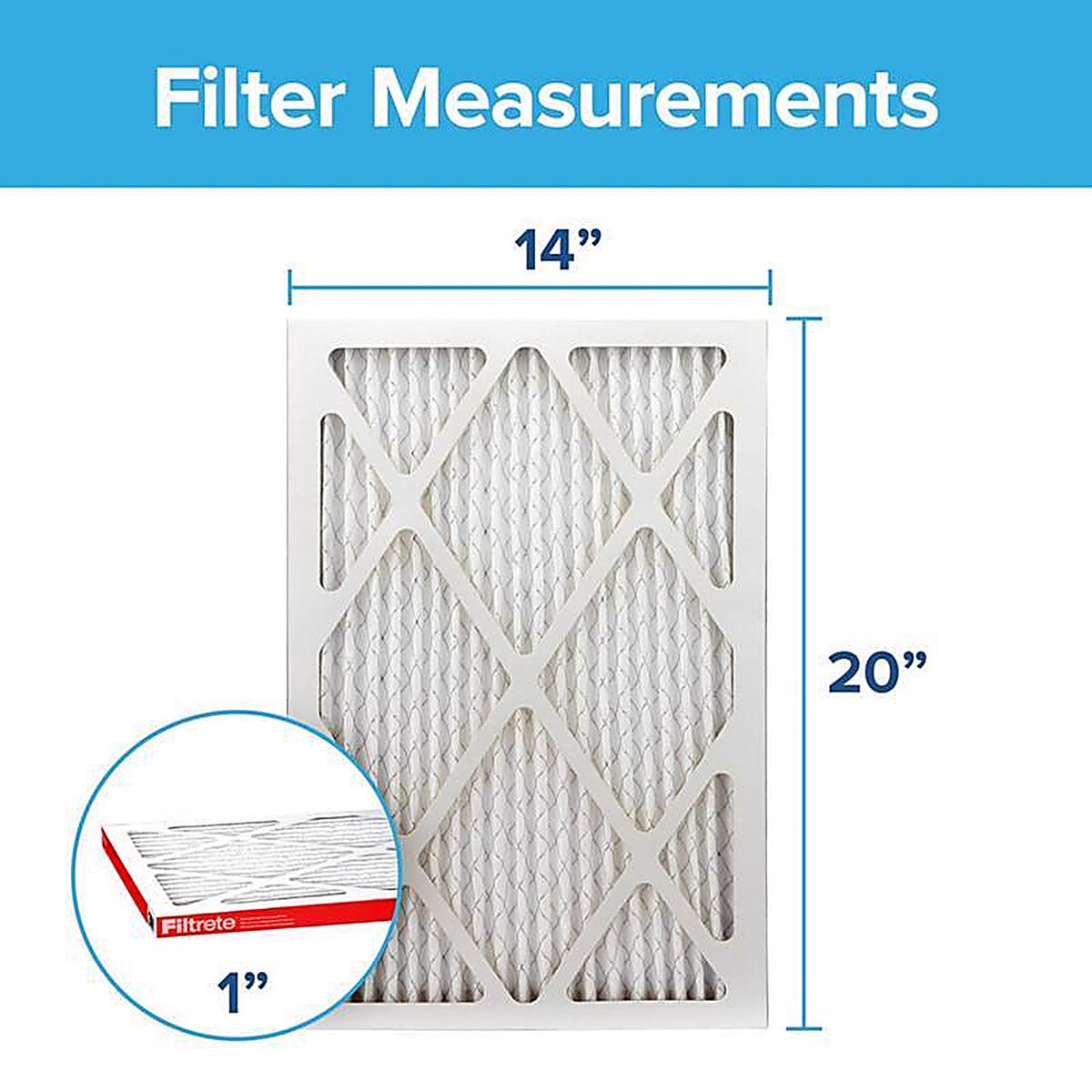 3M - 9805-2PK-HDW - Filtrete 14 in. W X 20 in. H X 1 in. D 11 MERV Pleated Air Filter 2 pk